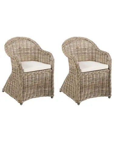 Conjunto de 2 sillones de jardín con cojines SUSUA II Ratán Natural - Jardín y balcón