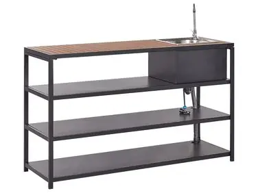 Isla de cocina exterior con fregadero AVETRANA Negro Metal - Jardín y balcón