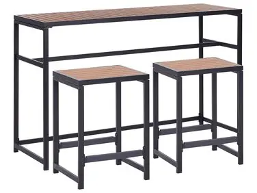 Garden Bar Set 2 Seater AVETRANA Brown/ Black Metal - Garden & Balcony