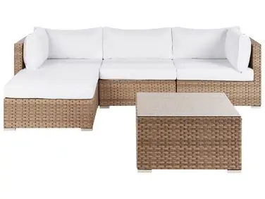 Conjunto esquinero de jardín 4 plazas SANO Derecha Natural Ratán sintético modular - Jardín y balcón