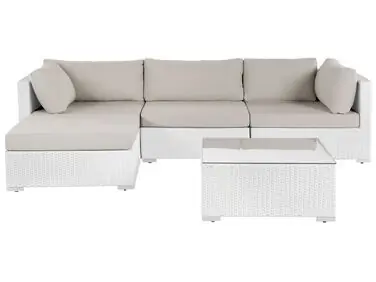 Conjunto esquinero de jardín 4 plazas SANO Derecha Blanco Ratán sintético modular - Jardín y balcón