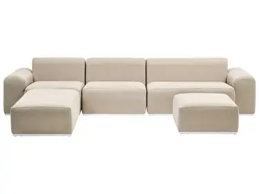 Sofá de jardín con otomana 7 plazas BATTIFOLLO Beige modular - Jardín y balcón
