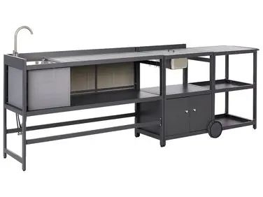 Conjunto de cocina de exterior con fregadero ORTISEI Grafito Metal - Jardín y balcón