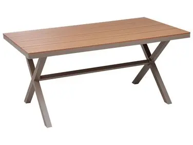 Mesa de jardín TIANO 160 cm 90 cm Metal Gris pardo - Jardín y balcón