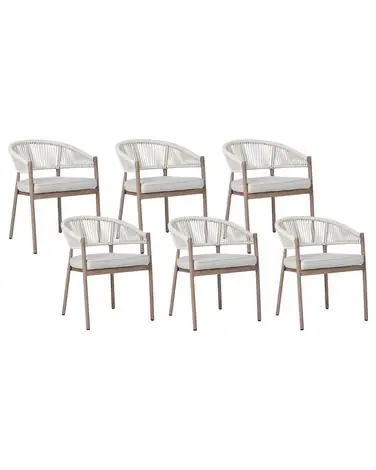 Conjunto de 6 sillas de jardín con cojines FLAVIA Metal Marrón - Jardín y balcón