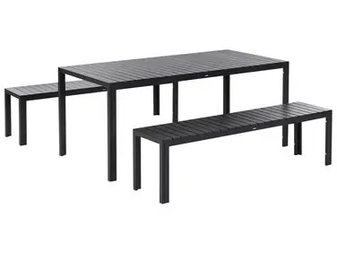 Conjunto de comedor exterior con bancos 6 plazas NARDO Negro - Jardín y balcón