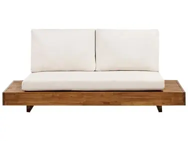Sofá de jardín 2 plazas MARETTIMO Madera de acacia certificada Blanco crema - Jardín y balcón
