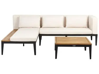 Conjunto esquinero de jardín 3 plazas BRACCIANO Derecha Beige claro Madera de acacia certificada - Jardín y balcón