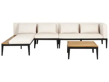 Conjunto esquinero de jardín 4 plazas BRACCIANO Derecha Beige claro Madera de acacia certificada - Jardín y balcón