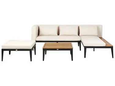 Conjunto de jardín con mesa y otomana 3 plazas BRACCIANO Izquierda Beige claro Madera de acacia certificada - Jardín y balcón
