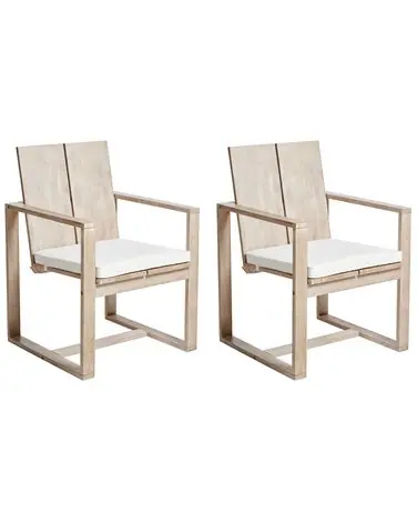 Conjunto de 2 sillas de jardín con cojines AZZANELLO Madera de acacia Blanco crema - Jardín y balcón