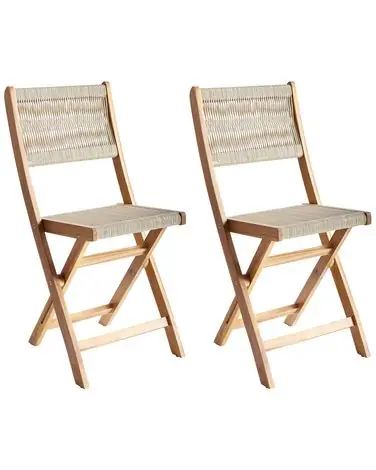 Conjunto de 2 sillas de jardín PROSSEDI plegable Madera de acacia Beige - Jardín y balcón