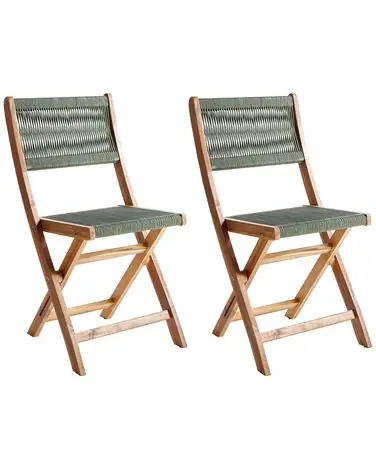 Conjunto de 2 sillas de jardín PROSSEDI plegable Madera de acacia Verde - Jardín y balcón