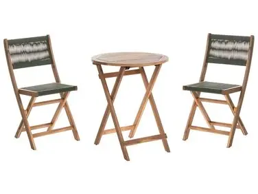 Bistro Set Folding PROSSEDI Acacia Wood Green - Garden & Balcony