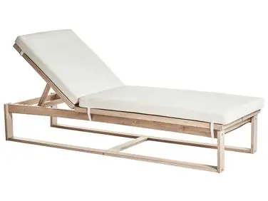 Tumbona con cojín AZZANELLO Madera de acacia Blanco crema - Jardín y balcón