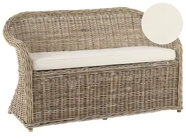 Garden Bench with Cushion SUSUA 141 cm Rattan Natural - Garden & Balcony