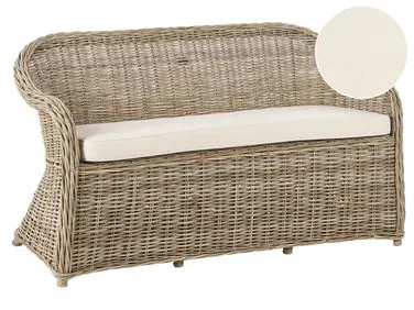 Banco de jardín con cojín SUSUA 150 cm Ratán Natural - Jardín y balcón