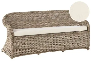 Banco de jardín con cojín SUSUA 189 cm Ratán Natural - Jardín y balcón
