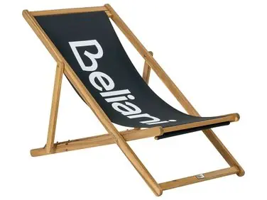 Folding Deck Chair ANZIO Acacia Wood Black - Garden & Balcony