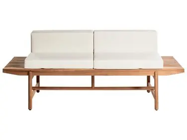 Banco de jardín con cojín GIAVENO 210 cm Madera de acacia Blanco crema - Jardín y balcón