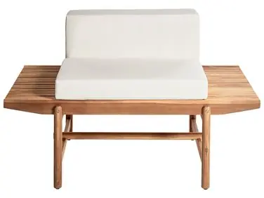 Garden Bench with Cushion GIAVENO 135 cm Acacia Wood Off-White