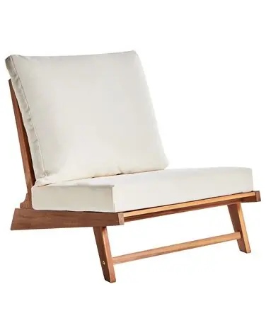 Silla de jardín con cojín MICCIANO Madera de acacia Blanco crema - Jardín y balcón