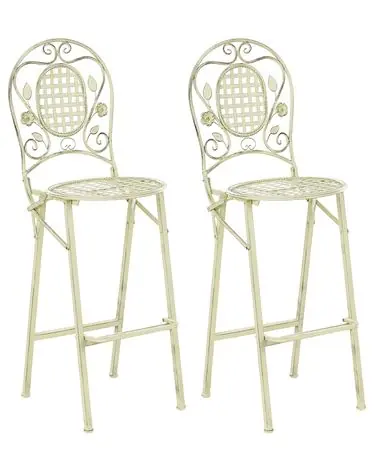 Conjunto de 2 sillas de bar de jardín BIVIO plegable Metal Verde claro - Jardín y balcón