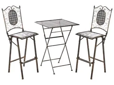 Garden Bar Set Folding BORMIO Metal Black - Garden & Balcony