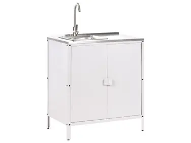 Armario de cocina exterior con fregadero VILAMA Blanco - Jardín y balcón