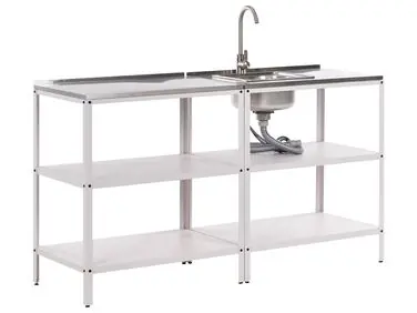 2 Piece Outdoor Kitchen Set with Sink VILAMA White - Garden & Balcony