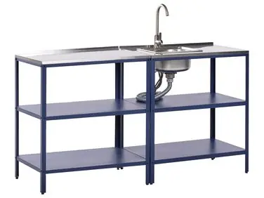 2 Piece Outdoor Kitchen Set with Sink VILAMA Blue - Garden & Balcony