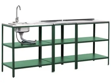 3 Piece Outdoor Kitchen Set with Sink VILAMA Green Metal - Garden & Balcony