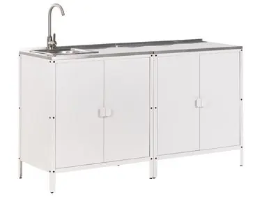 2 Piece Outdoor Kitchen Set with Sink VILAMA White Metal - Garden & Balcony