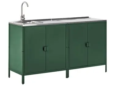 2 Piece Outdoor Kitchen Set with Sink VILAMA Green Metal - Garden & Balcony