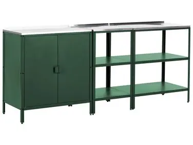 3 Piece Outdoor Kitchen Set VILAMA Green Metal - Garden & Balcony