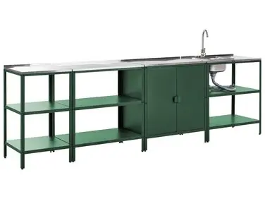 4 Piece Outdoor Kitchen Set with Sink VILAMA Green Metal - Garden & Balcony