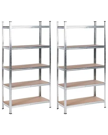 Set of 2 Garage Shelves XITTA Metal 180 cm 90 cm Silver - Garden & Balcony