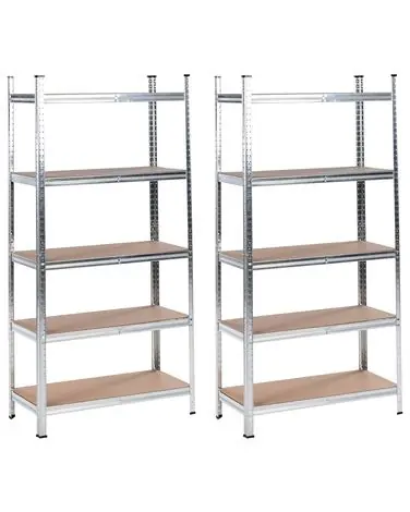 Conjunto de 2 estanterías de garaje XITTA Metal 150 cm 75 cm Plateado - Jardín y balcón