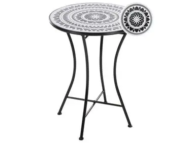 Bistro Table COMISO 60 cm 60 cm Metal Black/ White - Garden & Balcony