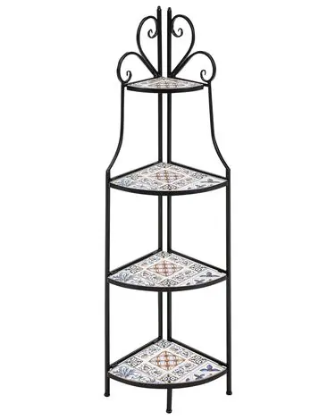 Shelving Unit FAVARA Metal 128 cm 43 cm Black - Garden & Balcony