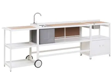 3 Piece Outdoor Kitchen Set with Sink ORTISEI White Metal - Garden & Balcony