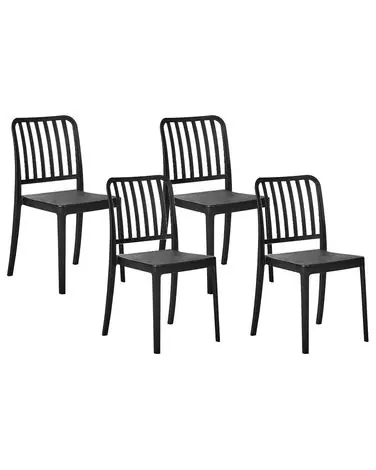 Set of 4 Garden Chairs SERSALE Synthetic Material Black - Garden & Balcony
