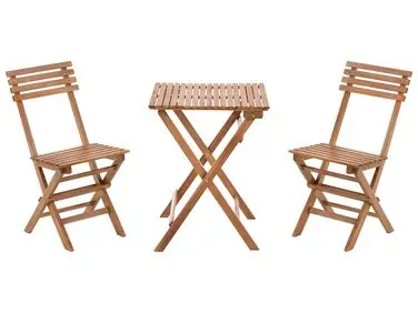 Bistro Set Folding SOLAROLO Certified Acacia Wood Brown - Garden & Balcony