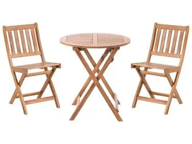Bistro Set Folding FEBBIO Certified Acacia Wood Brown - Garden & Balcony