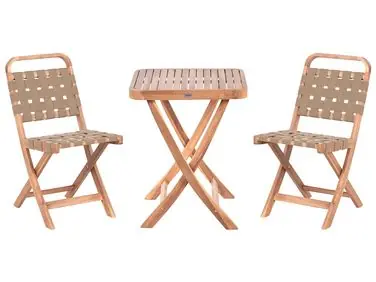 Bistro Set Folding CALCIANO Certified Acacia Wood Brown - Garden & Balcony