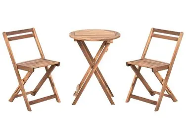Bistro Set Folding SACILE Acacia Wood Brown - Garden & Balcony