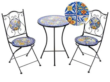 Bistro Set Folding CORIANO Metal Black - Garden & Balcony
