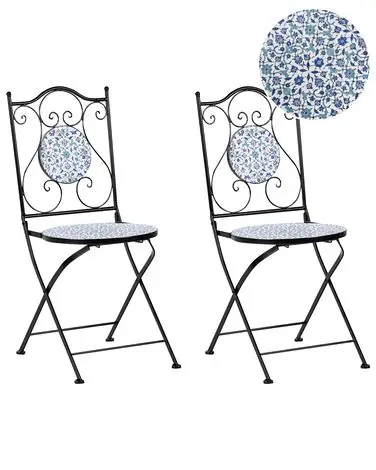 Set of 2 Garden Chairs CHAPECO Folding Metal Black - Garden & Balcony