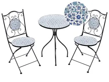 Bistro Set Folding CHAPECO Metal Black - Garden & Balcony