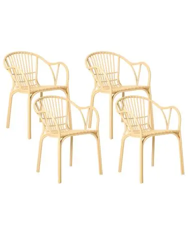 Set of 4 Garden Chairs ANDORA Beige - Garden & Balcony